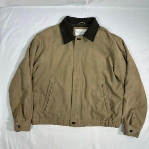 Covington Mens Tan Microfiber Harrington Jacket Brown Collar Large 8806307406598